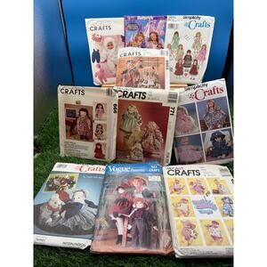 Lot of 9 Vintage Doll & Craft Sewing Patterns - McCall’s Simplicity -1990s Uncut